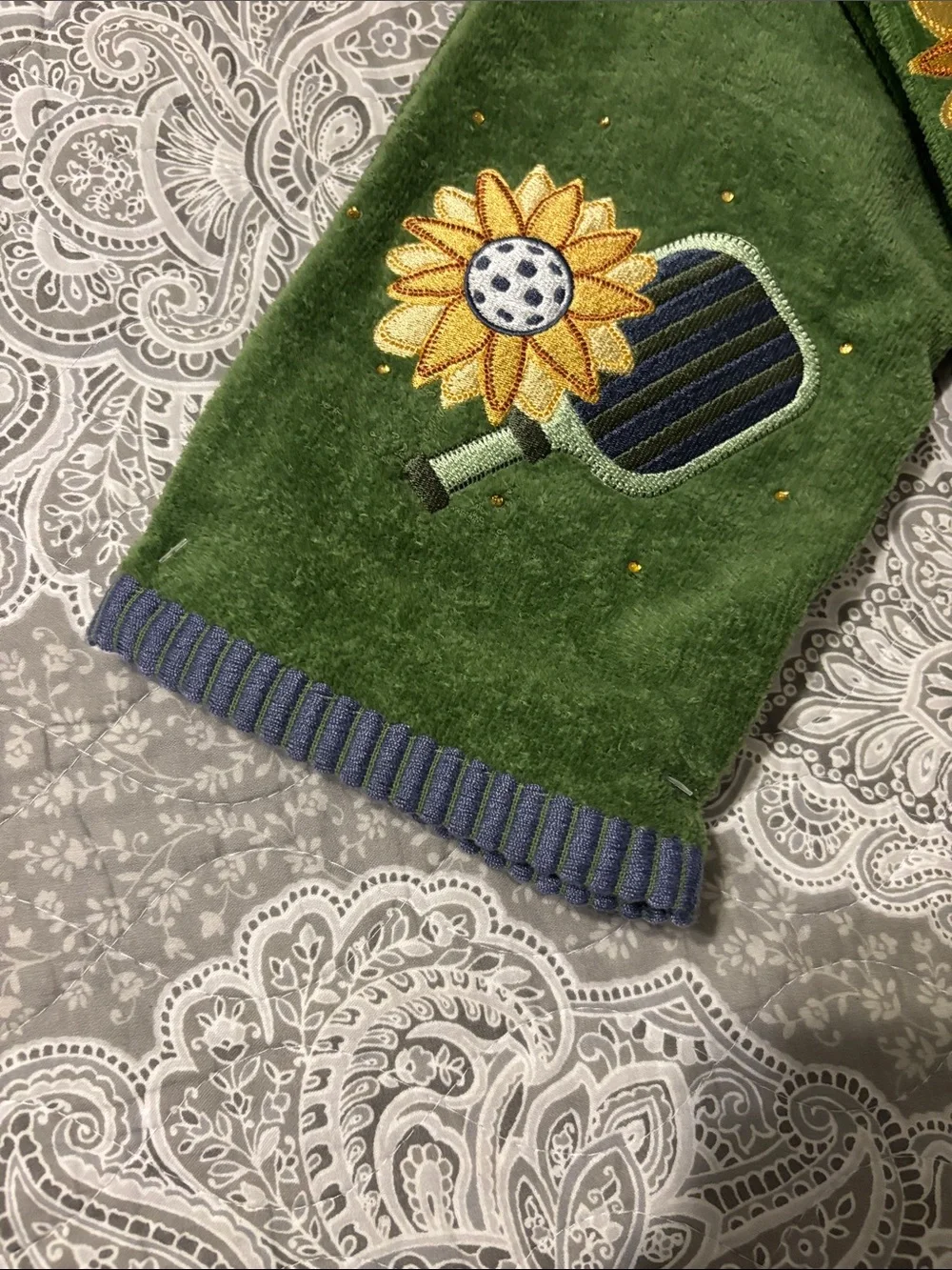 Green Sunflower pickle ball towel Set